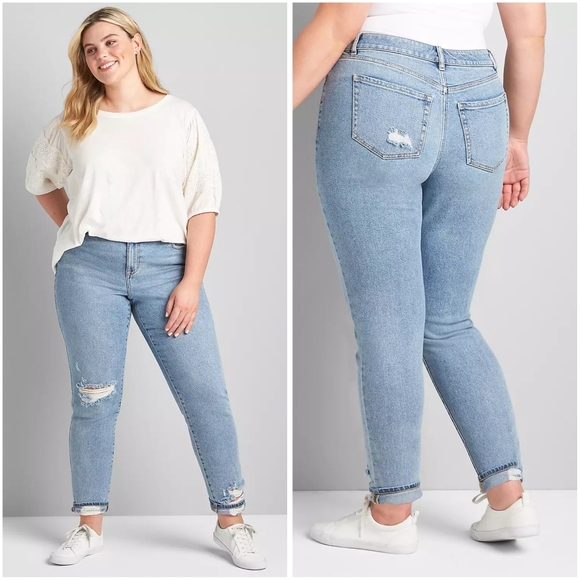 Lane Bryant Signature Fit Mid Rise Boyfriend Jeans Light Wash 16 - Picture 1 of 7